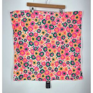Lush Snow Fairy Organic Cotton Scarf‎ Neon Pink Starburst Floral Square Print